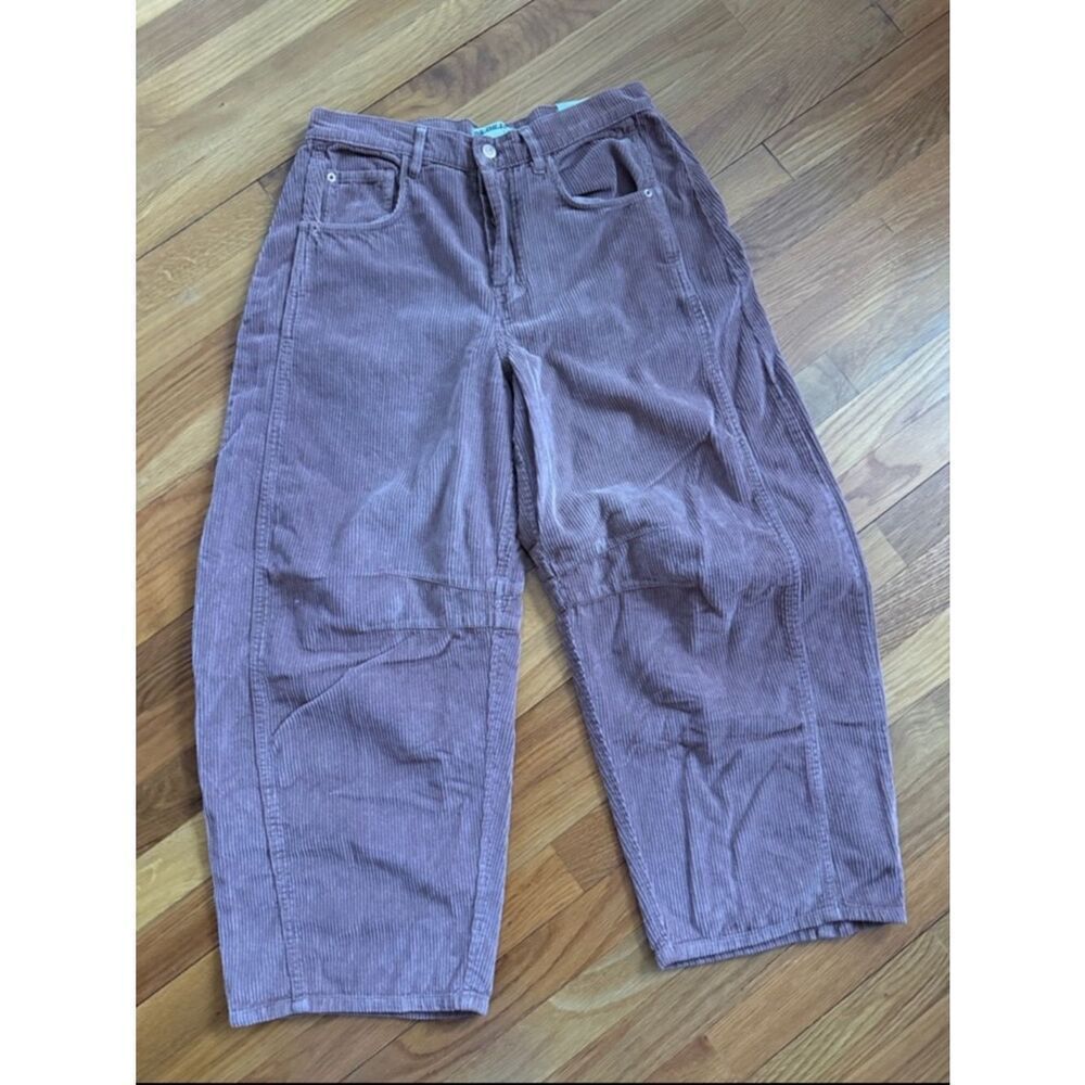 New Free People We The Free Good Luck Mid-Rise Cord Barrel Jeans Size 28 - Picture 7 of 9